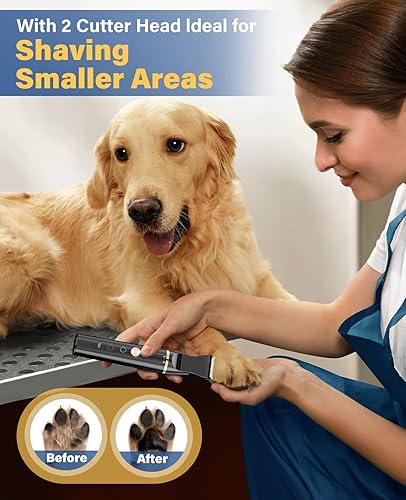 Miniatura 4 de oneisall Kit de aseo para perros para pelo grueso y pesadopelo grueso y de bajo ruido, recargable e impermeable, cortaúñas para perros y mascotas,