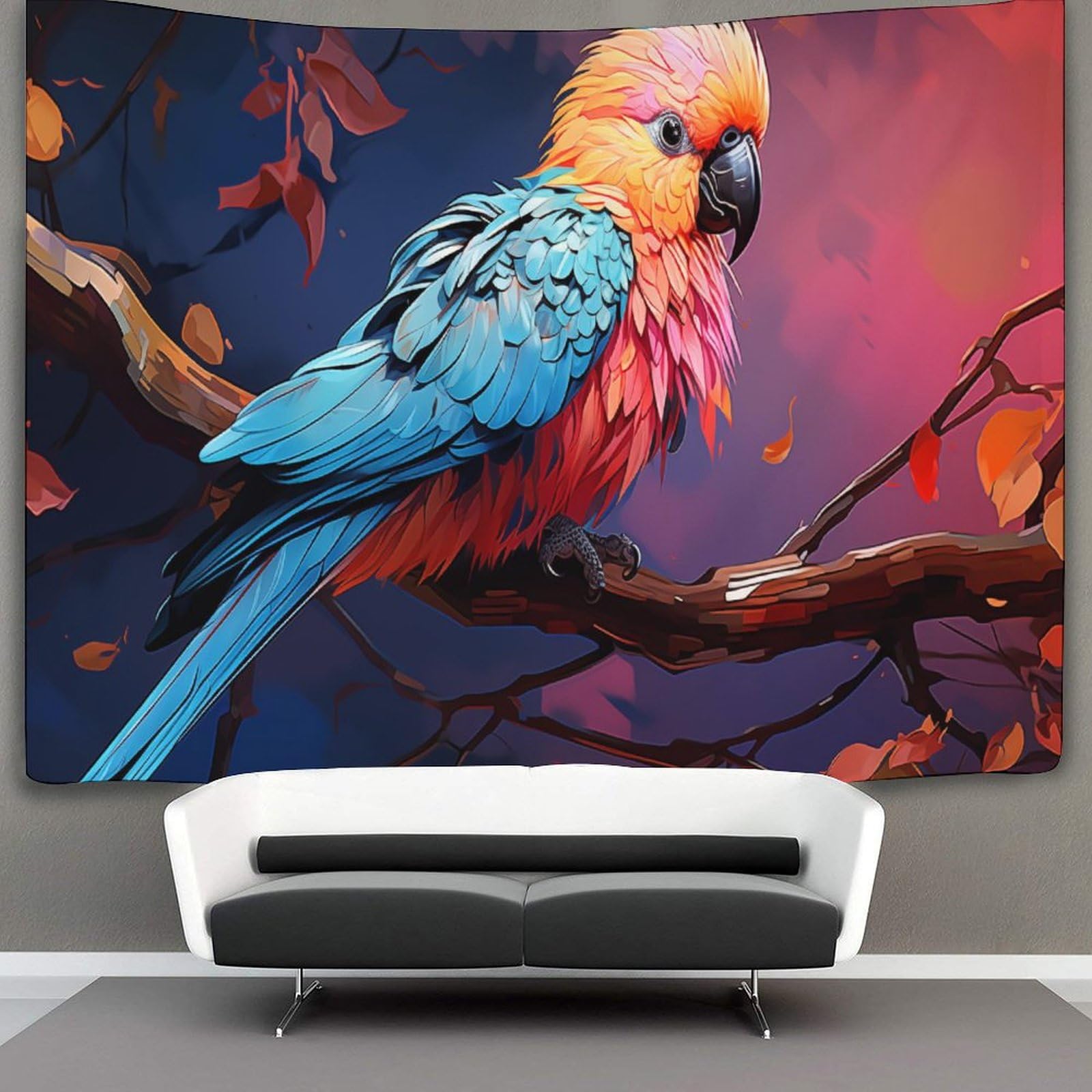 kaiyun Vibrant Parakeet Tapestry,Birds Animals Art Wall Hanging Decoration for Living Room Bedroom & Dorm 130cmx150cm