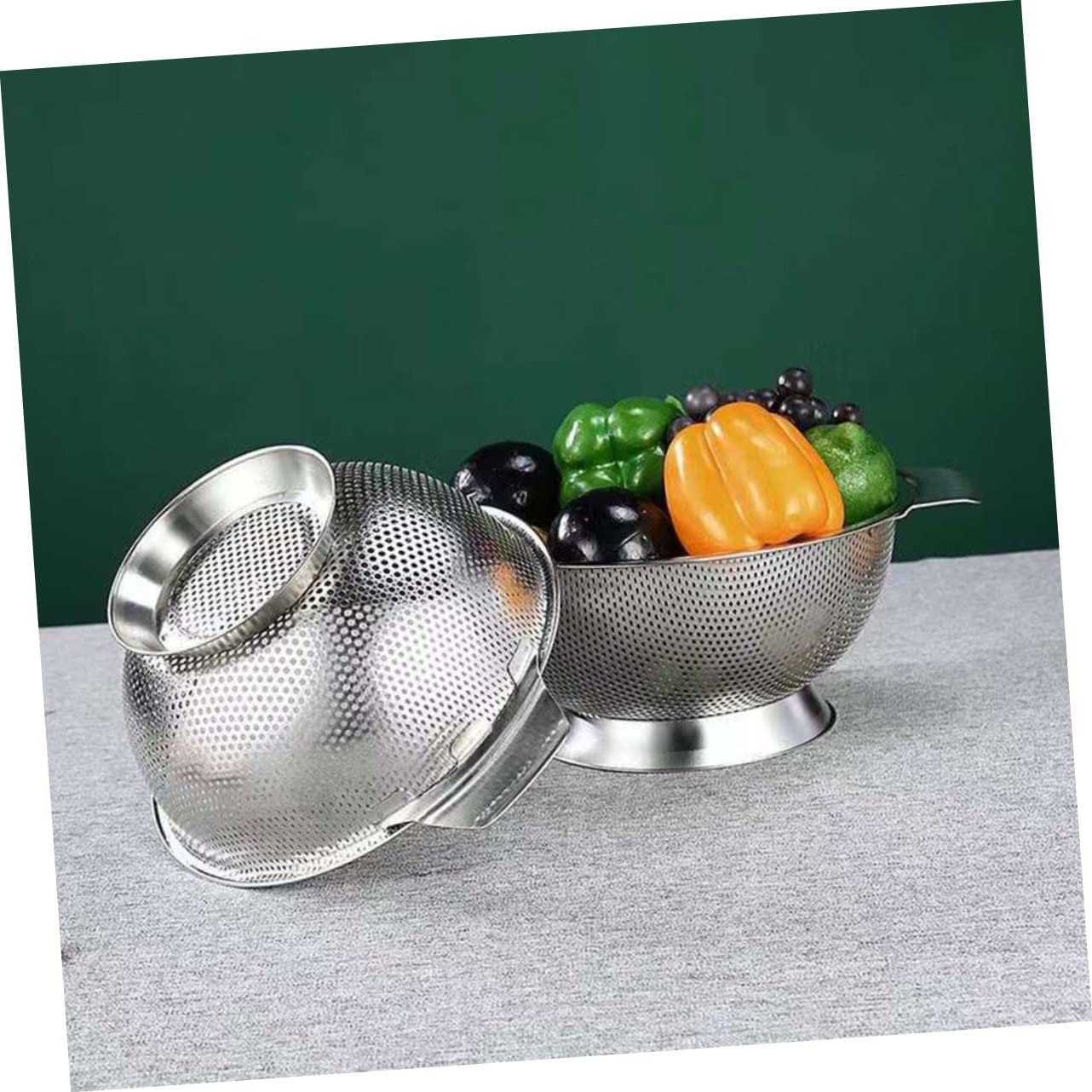Garneck Colador de Arroz de Acero Inoxidable Malla Pequeña para Cocina, Cesta para Lavar Verduras y Escurridor para Frutas y Arroz