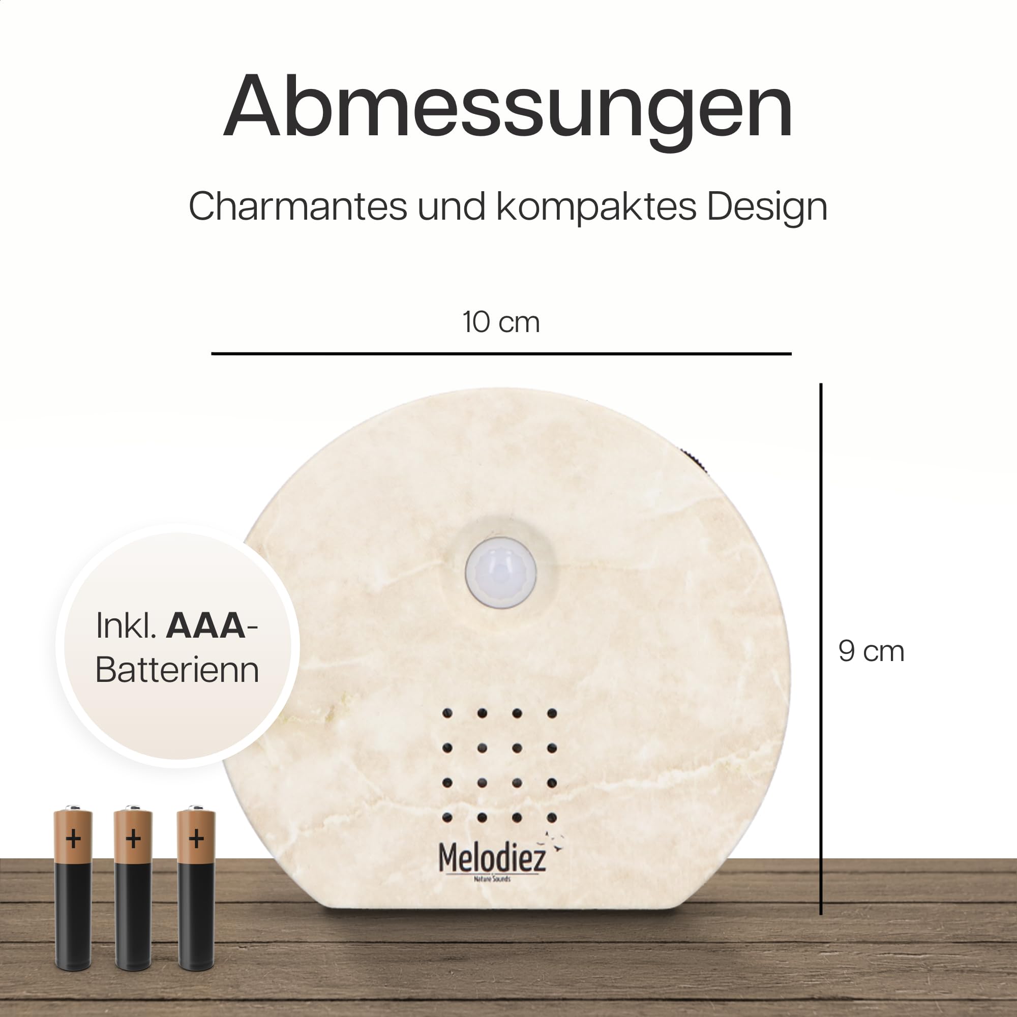 Melodiez Vogelgeräusche Hütte mit Sensor - Box Inkl. Batterien und 4 natürlichen Vogel, Ozean und Dschungel Geräusche - Vogelhaus mit Sound - Haus oder WC (Naturstein, Kompaktes Design)