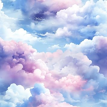 VaryStyle Aesthetic Cloud Wallpaper Blue/Pink Sky Wallpaper Peel and Stick Decorative Cloud Contact Paper for Bedroom Walls 17.7"x118" Self Adhesive Removable Wall Mural Vinly for Bathroom Nursery