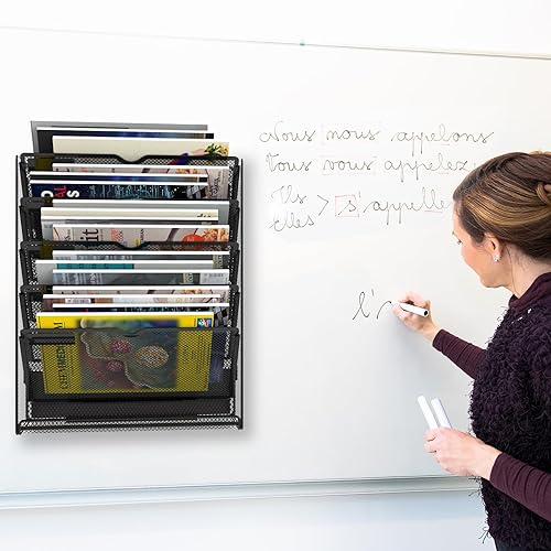 Miniatura 5 de LQPAFZ Archivador magnético de 6 niveles, organizador de archivos, instalación sin perforación, soporte magnético de gran capacidad para