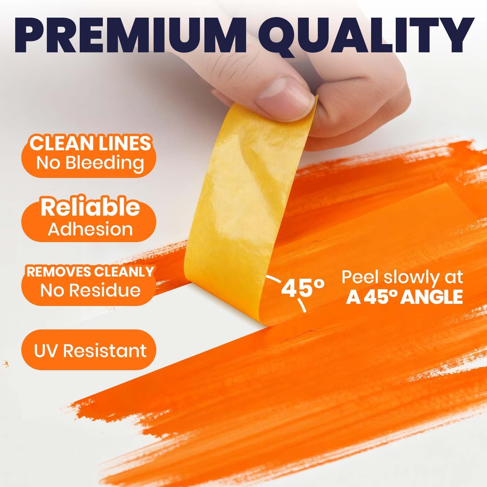 ADHES Cinta de Pintor Anti - UV 15 días, 48 mm x 55 m x 6 rollos Cinta Carrocero Enmascarar Paredes de Precisión Cinta Adhesiva no Deja Residuos para Pintar y Decorar