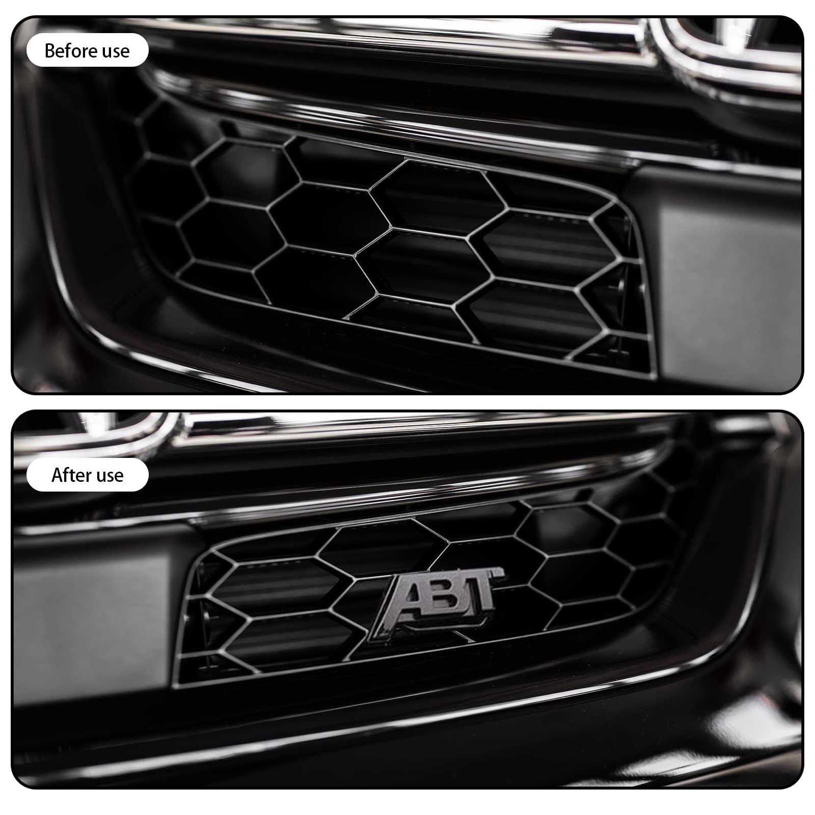 ABT emblem metalowy, naklejka samochodowa, tuning, ABT 3D, czarny, chromowany, dekoracja karoserii, odznaka, akcesoria