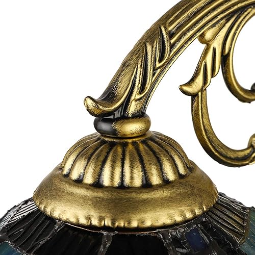 Miniatura 7 de LITFAD Aplique de pared de libélula turquesa aplique de pared de vidrieras 8 "de ancho una luz victoriana decorativa lámpara de pared para escalera