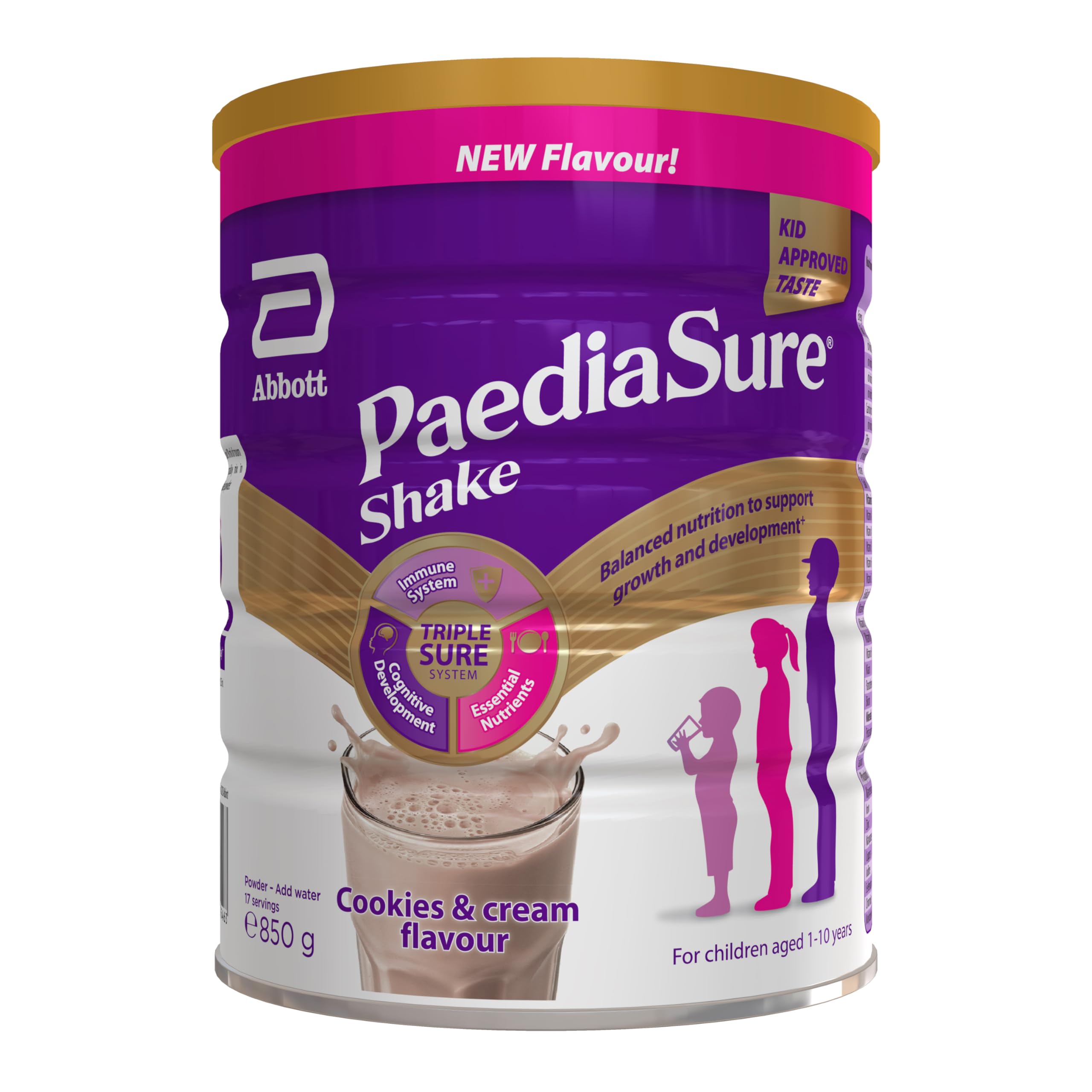 PaediaSure Shake – Cookies & Cream Flavour – 850g – Balanced Nutritional Supplement Drink – Multivitamin for Kids – With Protein, Carbohydrates & Minerals – Supports Growth & Development – Vegetarian