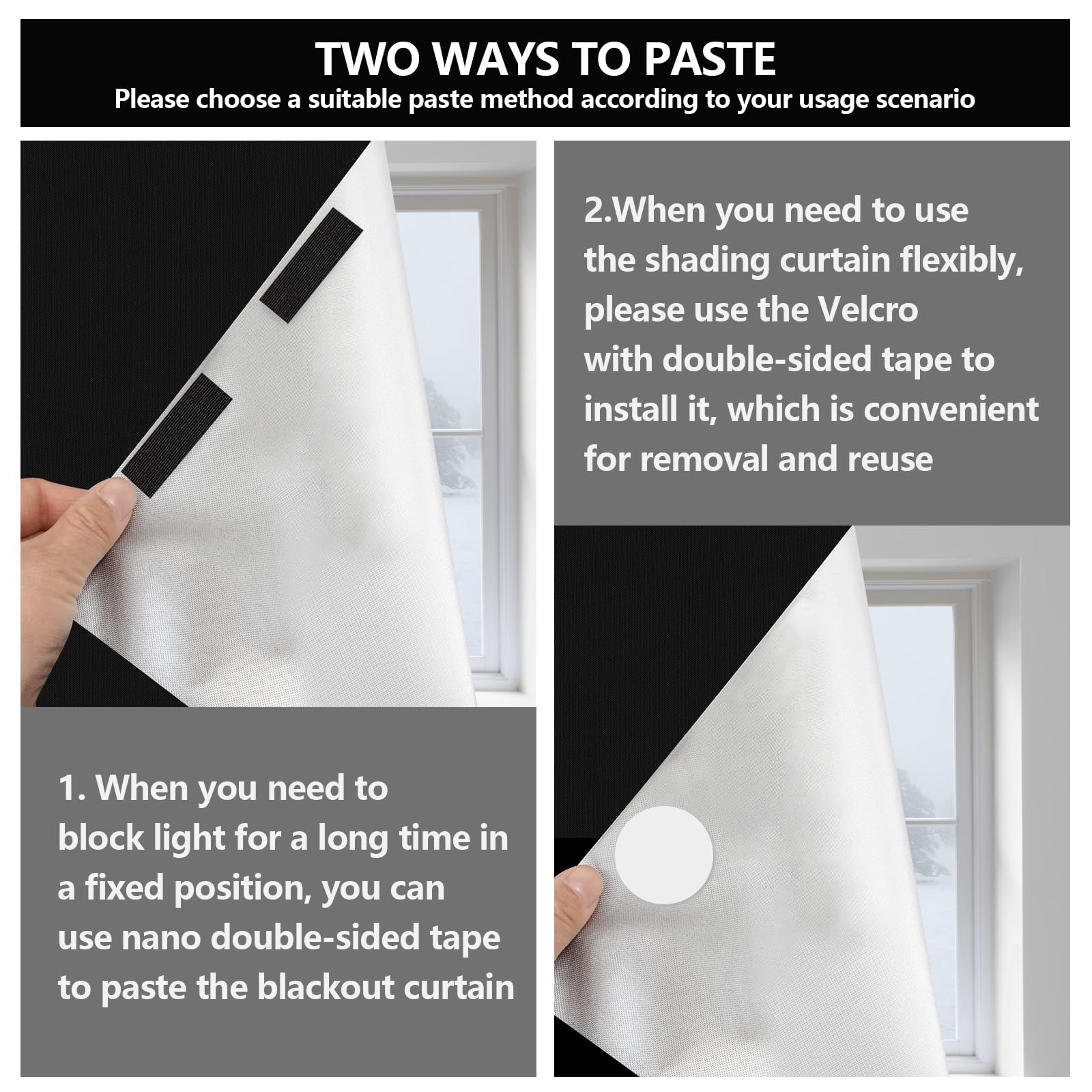 Mezere Black Out Blinds Stick On Blackout Blinds No Drilling 300x145cm Temporary Blackout Blind for Windows Fits Any Size Shape Portable Blackout Curtains for Bedroom,Travel - Image 3