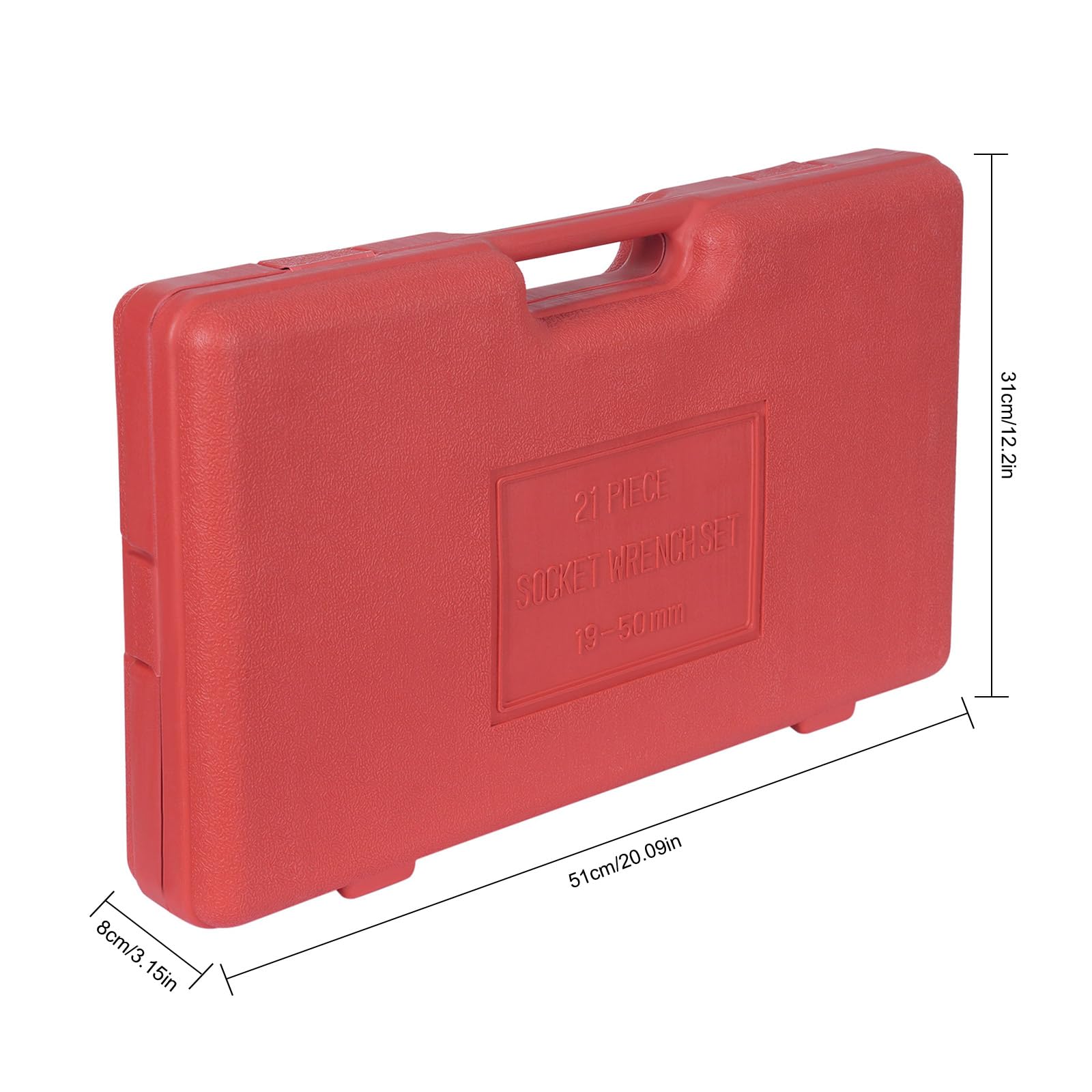 Set di 21 chiavi a cricchetto con 3/4" a 12 punti, con chiave a bussola, diametro 19-50 mm, utensili con valigetta 51 x 31 x 8 cm, per serraggio E-Torx triangolare
