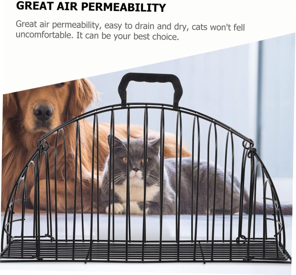 Kisangel Cat Grooming Bath Cage Scratch-Resistant Pet Washing Cage for Cats and Dogs Mesh Design for Bathing and Nail Trimming Portable and Lightweight