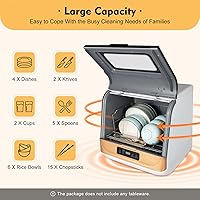 Vista 2 de Lavavajillas automático portátil para encimera, mini lavaplatos, función de secado al aire, 3 programas de lavado, rociado de agua de 360 grados