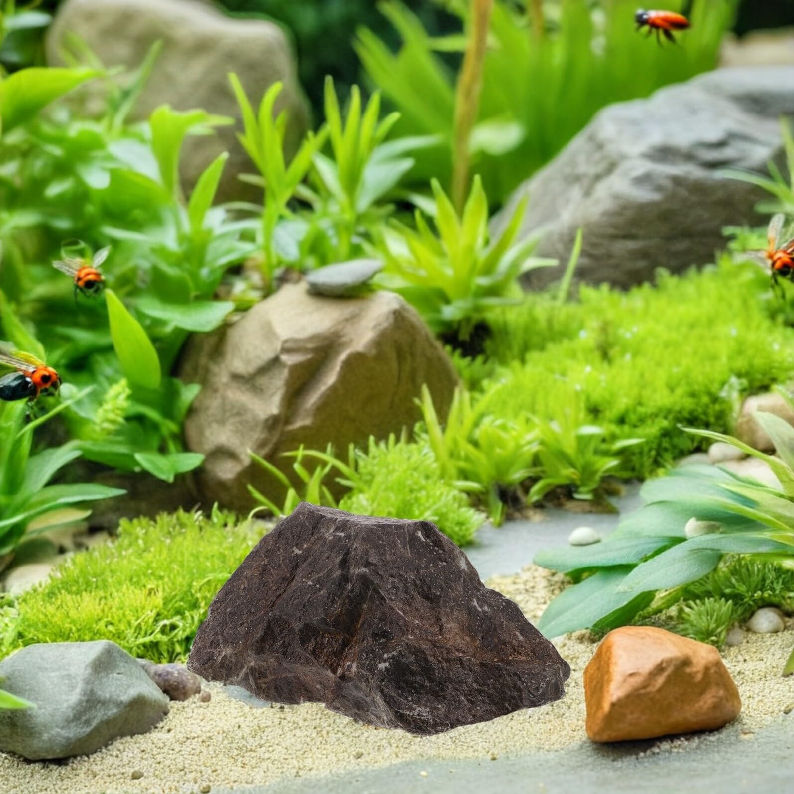 Roca Artificial para Acuario 33x25x18 Cm, Imitación de Piedra Paisajística, Decoración de Jardín y Patio, Piedra Falsa Resistente al Agua, Paisaje Rocoso Decorativo para Peceras