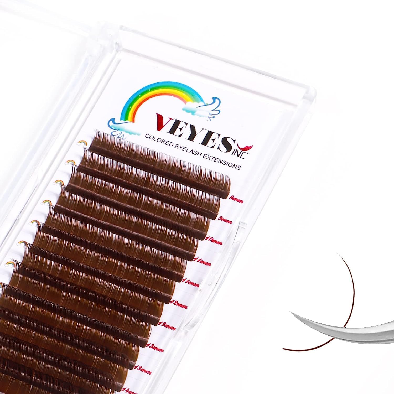 veyesColored Lash Extensions 03 05 07 15 C/D Curl 8-16mm Mixed Length Tray, Premium Individual Silk Eyelashes, Professional Supplies for Lash Techs (Dark Latte Brown 0.05 C 8-16mm)