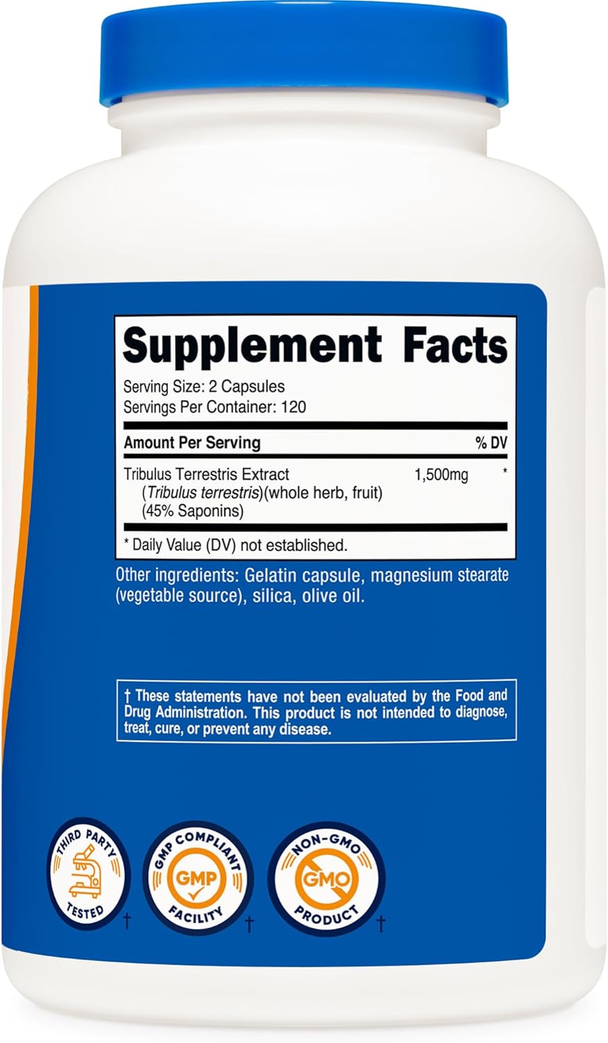 Nutricost Tribulus Terrestris Extract 1500mg, 240 Capsules - 45% Saponins, 120 Servings, Non-GMO, Gluten Free - Image 5