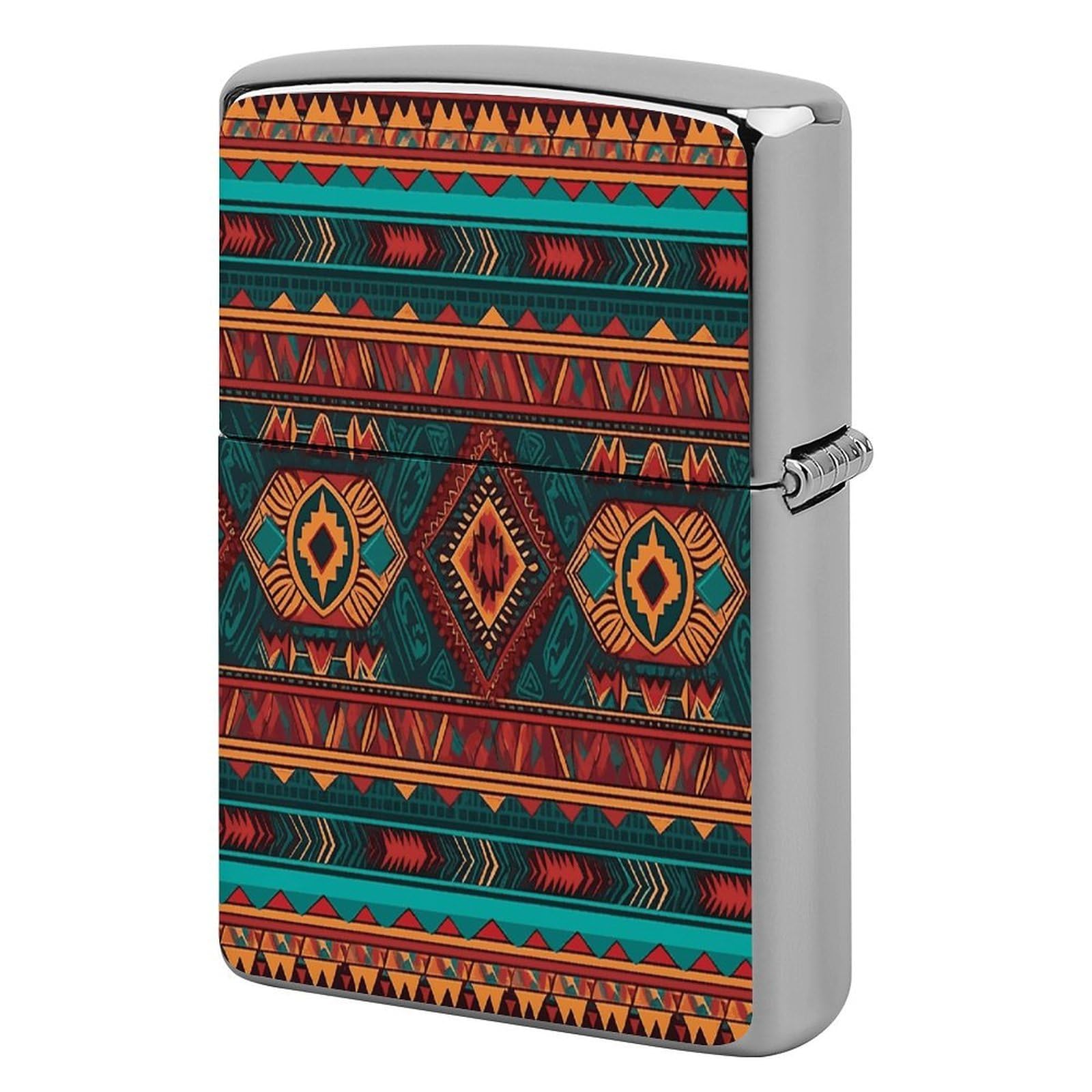 Fodpand Style Ethnic Geometric Pattern Metal Lighter Case Cover Lighter Sleeve