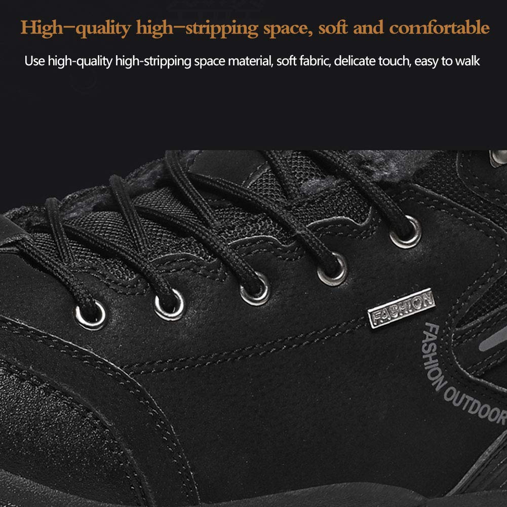 Épaisses chaussures chaudes de randonnée, haut-Top Plus Velvet Non-Slip confortable Bottes de neige, randonnée en plein air Chaussures, Chaussures homme en coton,Marron,45
