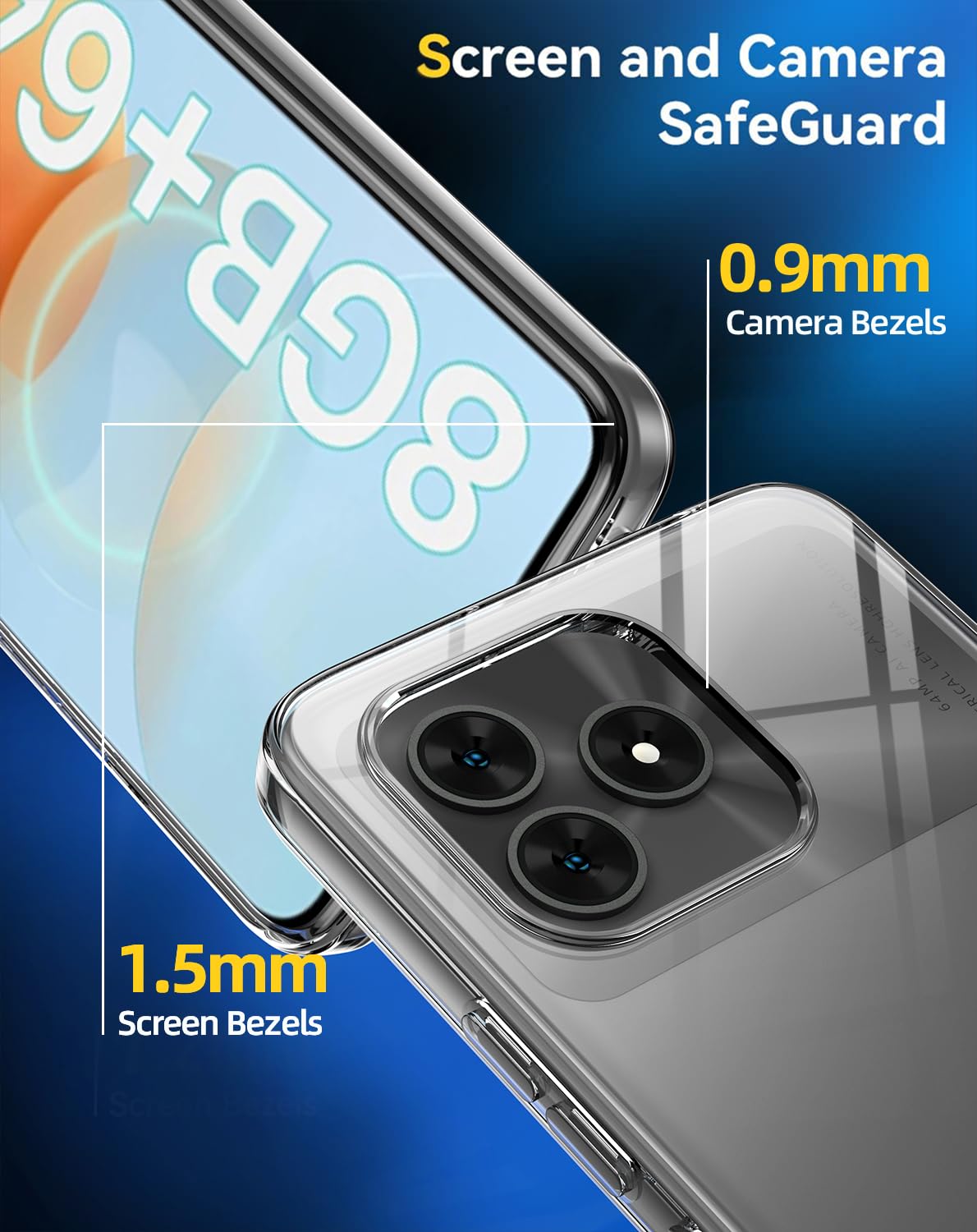 Anlxhj Custodia compatibile con Umidigi G5/Umidigi G5A e pellicola protettiva in vetro temperato [2 pezzi] custodia morbida antiurto antigraffio in silicone trasparente