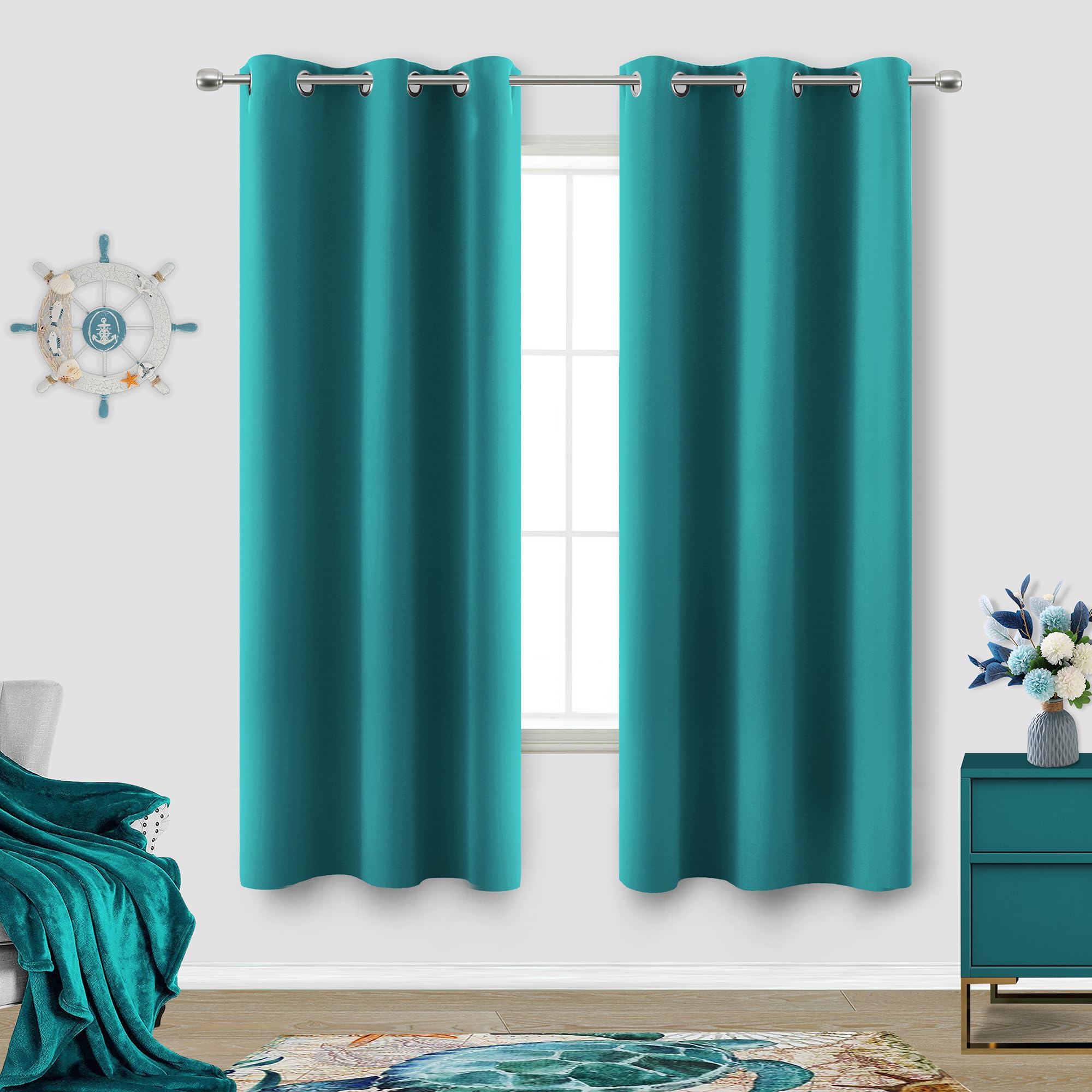 KOUFALL Living Room Curtains 72 Inches Long,2 Panels Black Out Blackout Light Blocking Room Darkening Curtains for Bedroom 24-36 Wide Window