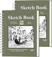 SuFly 5.5x8.5 Small Sketchbook 2-Pack: Spiral Bound Hardcover, 200 Sheets 68lb/100gsm Acid-Free Paper for Drawing, Kids & Adults
