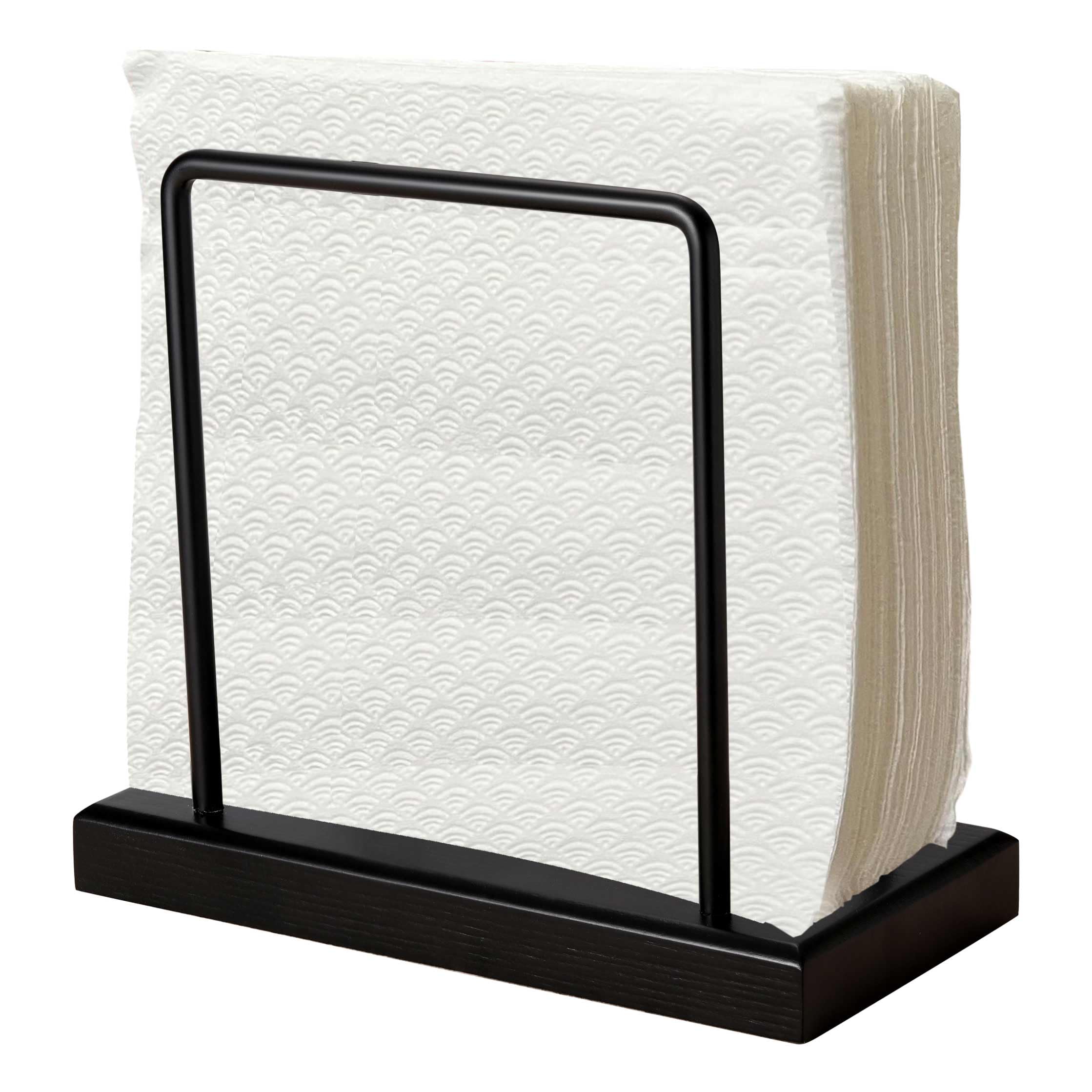 Napkin Holder for Table Napkin Holders for Kitchen Napkin Holders for Paper Napkins Cocktail Napkin Holder Black Napkin Holder Wooden Napkin Holder Metal Napkin Holder (Whole Black)