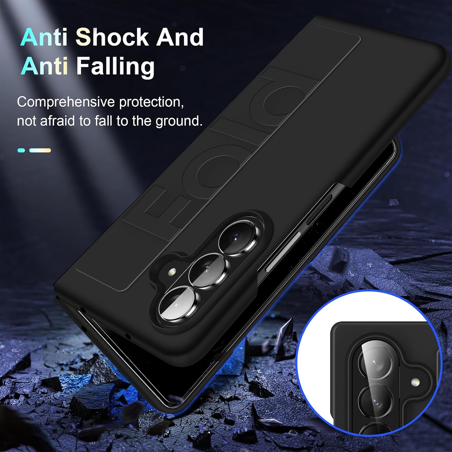 Migexxkj for Samsung Galaxy Z fold 7 Case with Strap Black，Shockproof Hard PC Cover Matte Touch Slim Thin Phone Case for Samsung Galaxy Z fold 7 5G 2025 (Black)