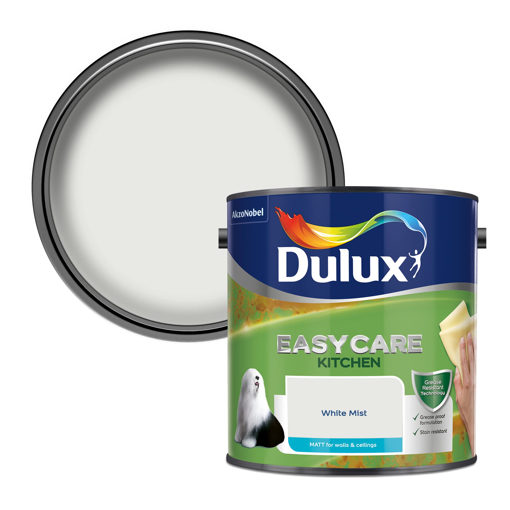 Dulux Easycare Kitchen Matt Paint - White Mist - 2.5L - Tough Grease Resistant Washable Matt Finish