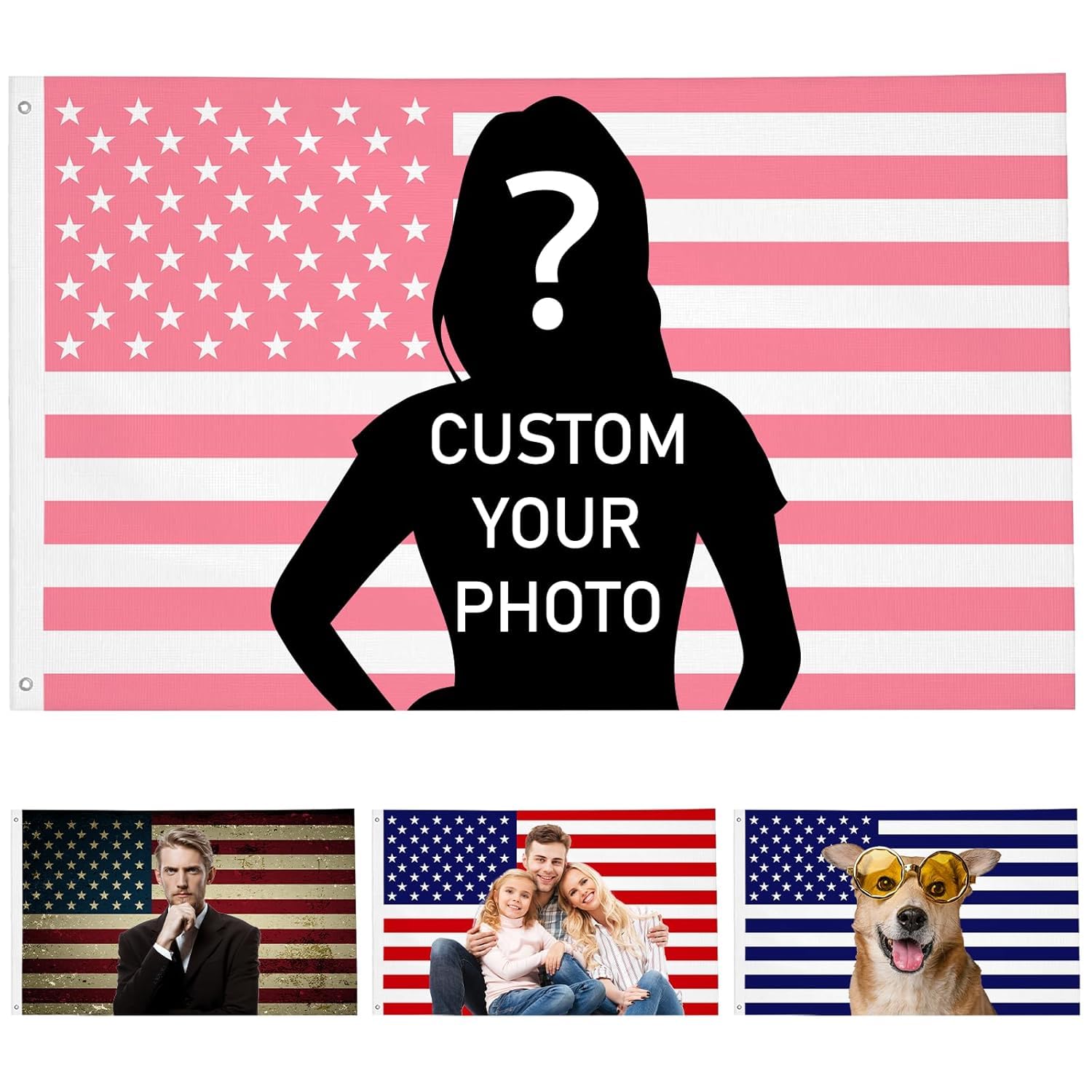 HWFOI Custom Flags Banner, Personalised Photo Banner Signs House Outdoor Garden Flag Indoor Room Memorial Wall Decor,2X3 FT Customise Your Own Design Large Flag for Birthday/Holiday/Double Sided