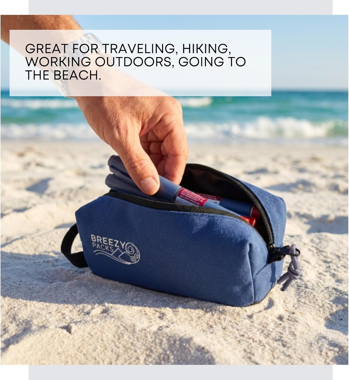 Insulin Cooler Travel Case, No Icepacks, No Charging, | Insulin Pen and EpiPen Carry Medical Bag | TSA-Approved Diabetic Case | Keep Medicine at Room Temp. | Breezy Extra (Navy)