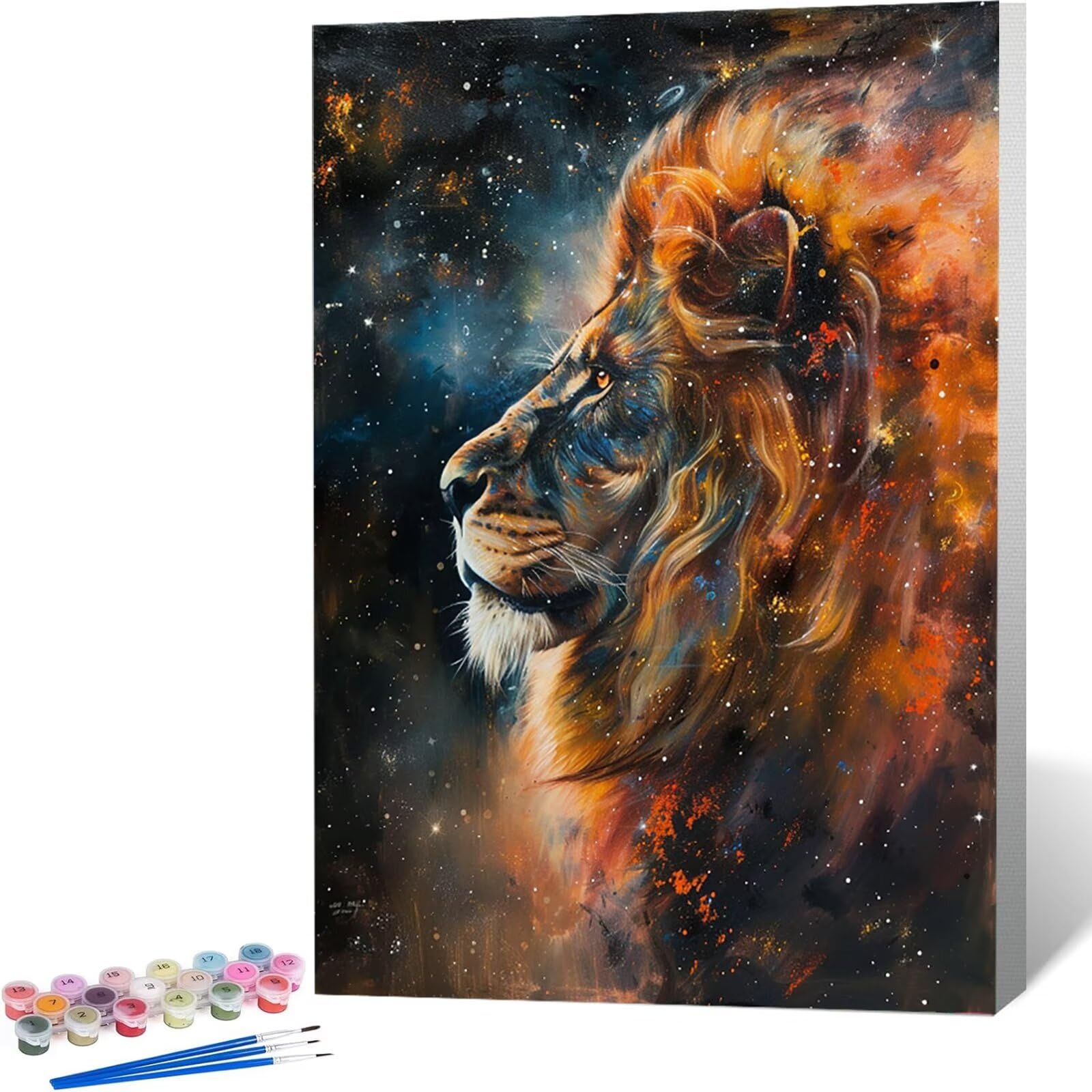 数字油絵 ライオン Paint by Numbers 星空 手塗り DIY絵 デジタル油絵 絵画 インテリア 初心者と大人 ペイント Amazon |  paint by numbers ライオン 数字油絵 塗り絵 手塗り DIY絵 デジタル油絵 星空 アクリル水彩絵の具 ペイントバイナンバー 大人用  初心者 子供用 ..., image size:1600x1600