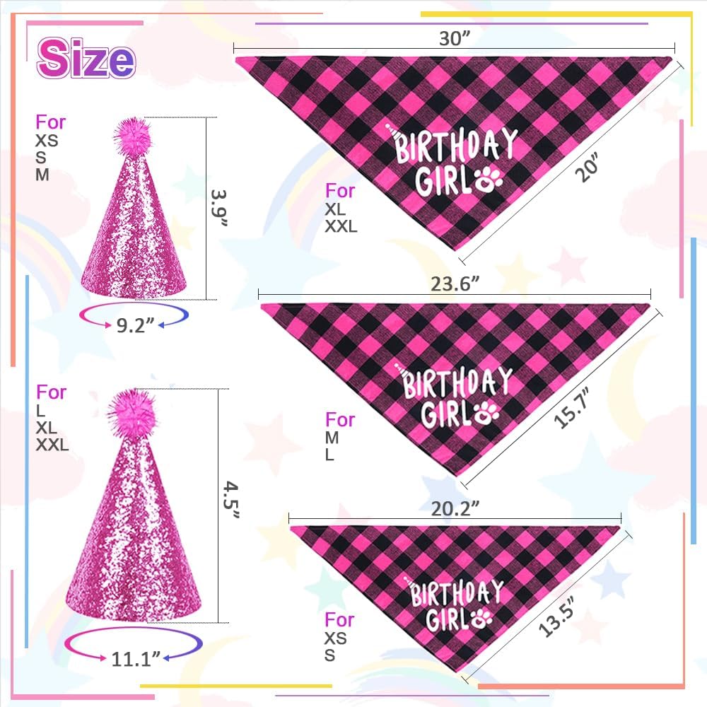 GreenJoy Dog Birthday Party Outfit Decoration Set Supplies - Birthday Bandana, Sweater & Party Hat Gift for Small, Medium & Extra Large Dogs Girl and Boy (X-Small, Birthday Pink)