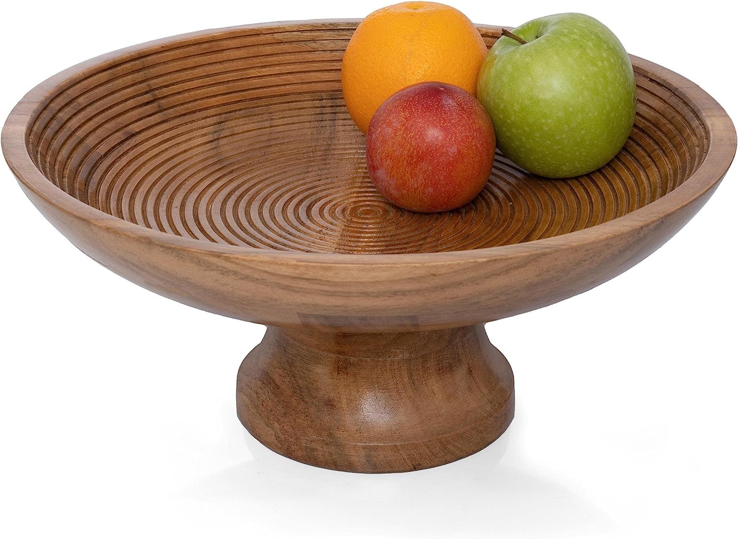 Glass Fruit Bowl With Wooden Handles – 4 Compartment Handheld Basket, 8-Inch, Champagne Color, For Snacks, Fruits, Candy - View #2