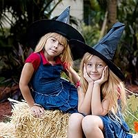 Vista 8 de FOIMAS 12 sombreros de bruja para disfraz de Halloween, sombrero de bruja negro con cuerda para colgar para disfraz de Halloween, fiesta