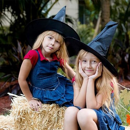 Miniatura 8 de FOIMAS 12 sombreros de bruja para disfraz de Halloween, sombrero de bruja negro con cuerda para colgar para disfraz de Halloween, fiesta,