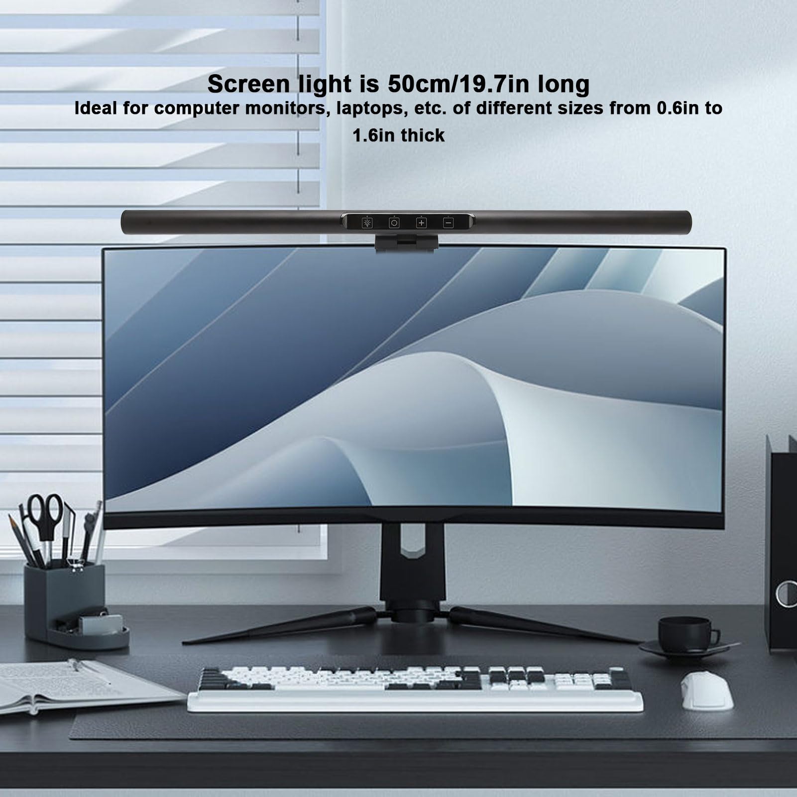 Listwa świetlna Monitora Komputerowego, Listwa świetlna Ekranu LED, Sterowanie Dotykowe 5-kolorowa Bezstopniowa Lampa Monitora Przyciemniająca, Lampa Monitora Komputerowego do Pielęgnacji Oczu, Brak o