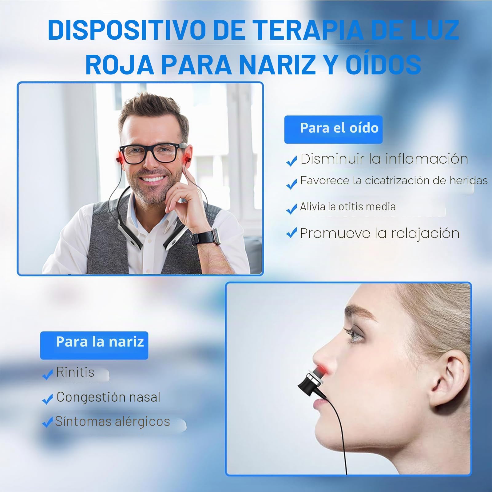 Stillesse Theralight Pods Terapia + Respirelief - Dispositivo de terapia nasal (2 en 1), color rojo, tinnitus infrarrojos tapones para los oídos, tinnitus en aerosol, luz roja, tinniplug auriculares