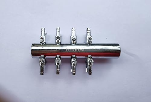 Miniatura 4 de Válvula de palanca de control de flujo de aire de acuario de 8 vías Distribuidor de cobre de cromo Divisor de tanque de peces