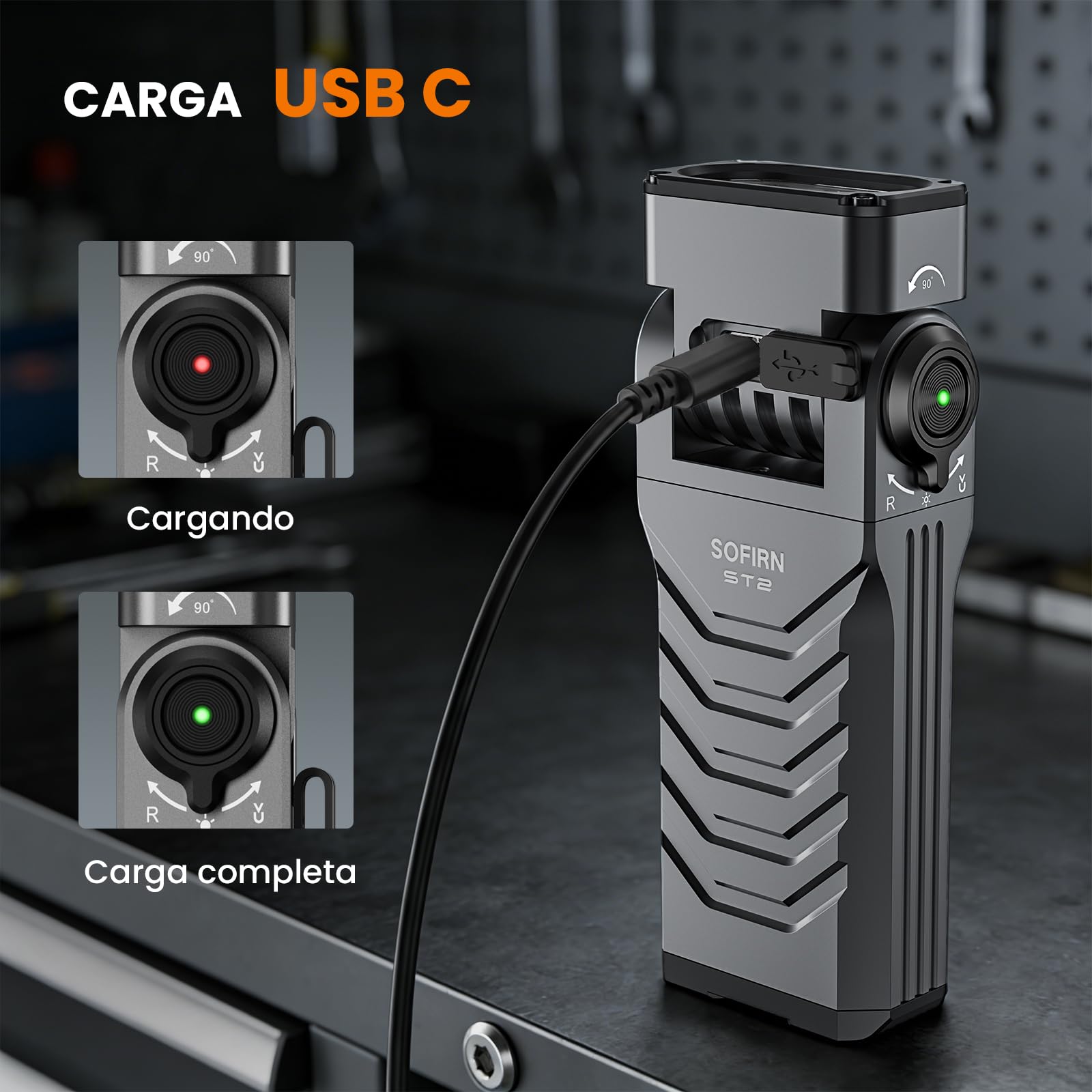 Sofirn ST2 EDC 3000LM LED Linterna 3 en 1 Luz Blanca + 660nm Luz Roja + 365nm UV Luz Negra Recargable USB-C, Magnética con Clip, IPX6 para Trabajo, Taller, Exterior