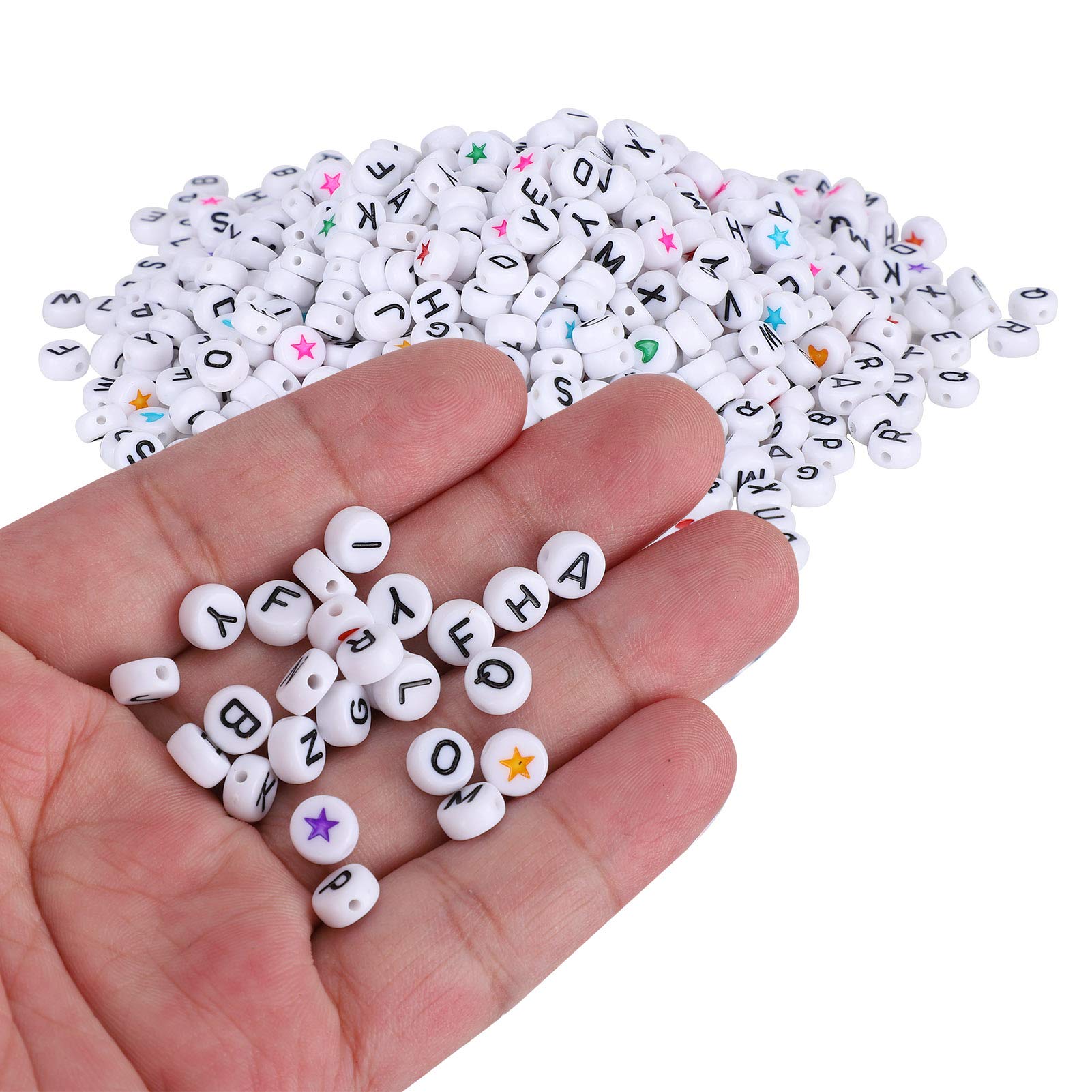 1000 Pezzi di Perline con Alfabeto Acrilico Rotondo Nero 4X7Mm