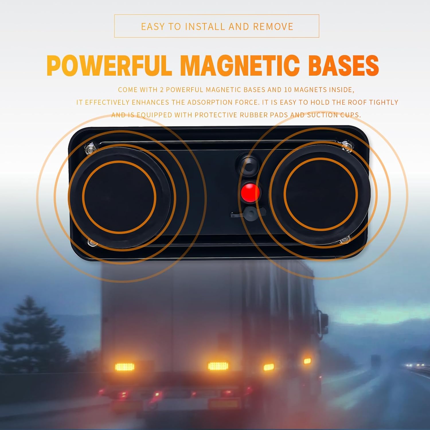 BooYu Red Magnetic Flashing Strobe Light/w Controller, Battery Operated Rechargeable LED Safety Lights, Mini Portable Emergency Warning Light Bar for Police Car, Fire Trucks Vehicles 2-Pcs