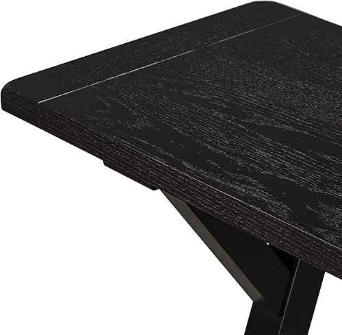 Miniatura 8 de Mid-Century - Juego de comedor de 5 piezas, altura de mostrador, mesa consola de madera con patas de caballete y 4 taburetes para lugares pequeños