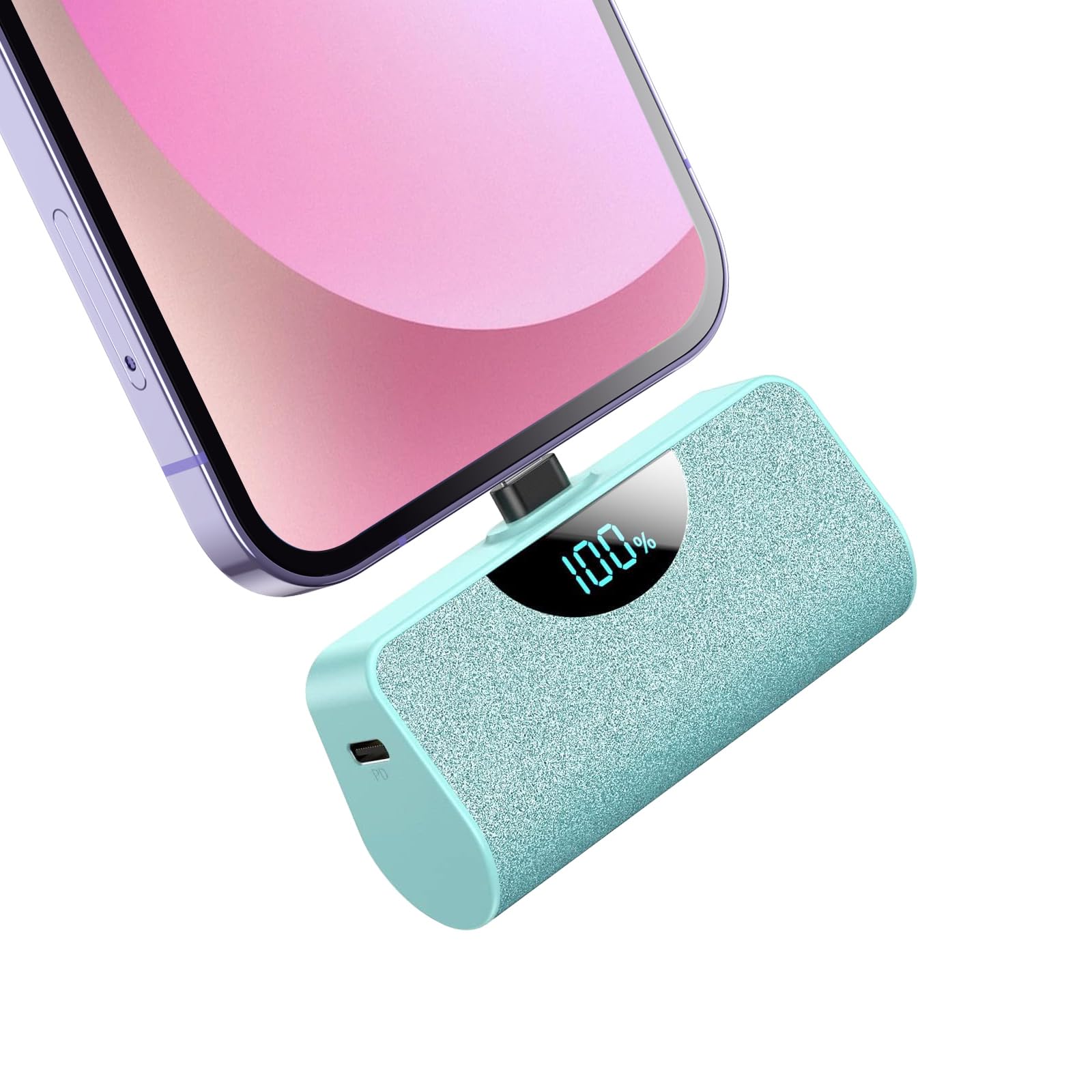 Mini Portable Charger Power Bank for iPhone, 5200mAh External battery Charging Bank, 20W PD Fast Charging Battery Pack Portable Phone Charger for iPhone 14 Pro Max/14/13/12/11/XR/X/8/7/6 (Clean Green)