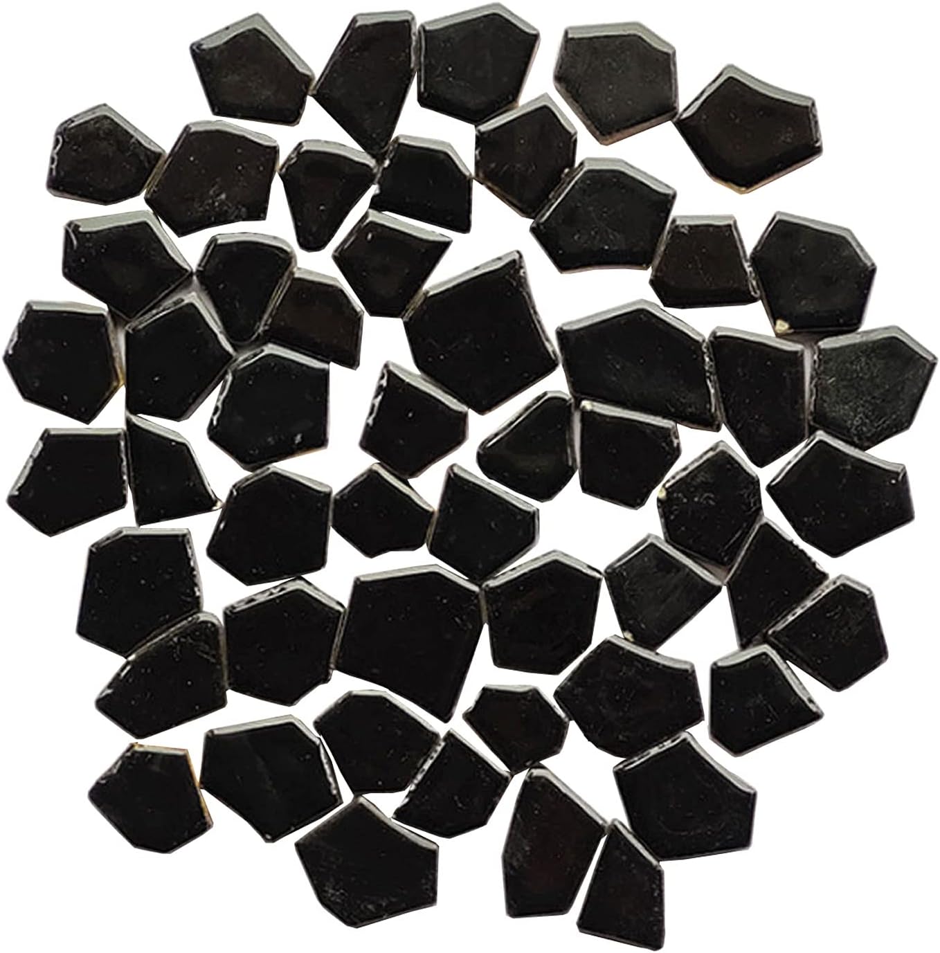 Smayt Yi Black Ceramic Mosaic Tiles Large Sizes and Shape Mosaic Art Making Supplies for Bathroom Flower Pot Outdoor Tables Coasters(0.8-1.2inch,7oz), 200g