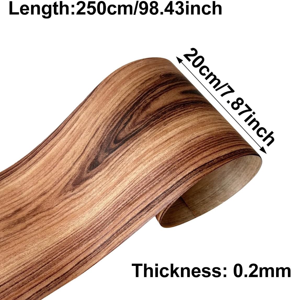 Wood Veneer Sheet, 98.43" x 7.87" x 0.2mm Decorative Veneer Roll for Furniture Restoration DIY Crafts Speaker Cabinets, Rose Wood