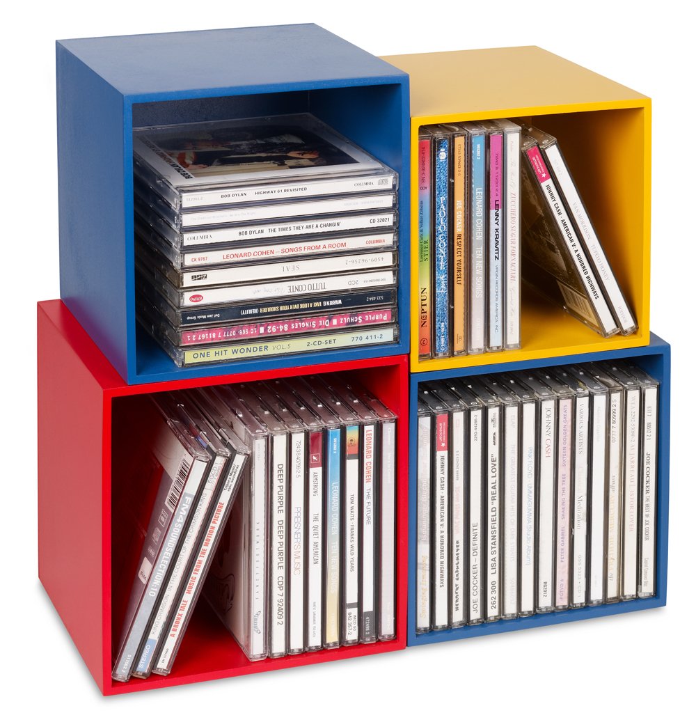 Cubix Boîtes de Rangement CD en Bois - 3 Boîtes pour 40 CD, Design Décoratif et Attrayant