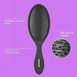 Conair Detangling Hair Brush Set, 3-Pack Detangler Brushes for Wet or Dry Hair, Gentle Detangler for All Hair Types, Bristle Hair Brushes for Women, Evergreen, Blush Pink, Black Assorted