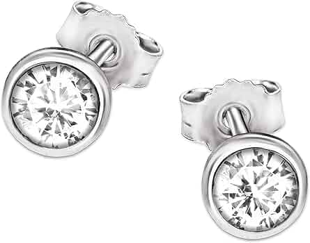 CLEVER SCHMUCK Orecchini a cerchio da donna, in argento Sterling 925, larghezza 14 mm, leggermente ovali, opachi, con retro lucido, in confezione regalo, colore: crema