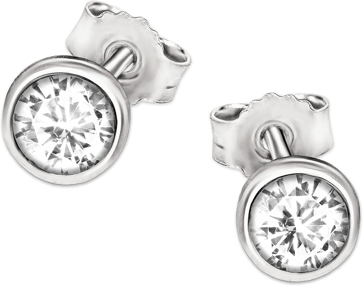 Orecchini Punto Luce Argento 925 Cipollina 4 Mm Zirconi