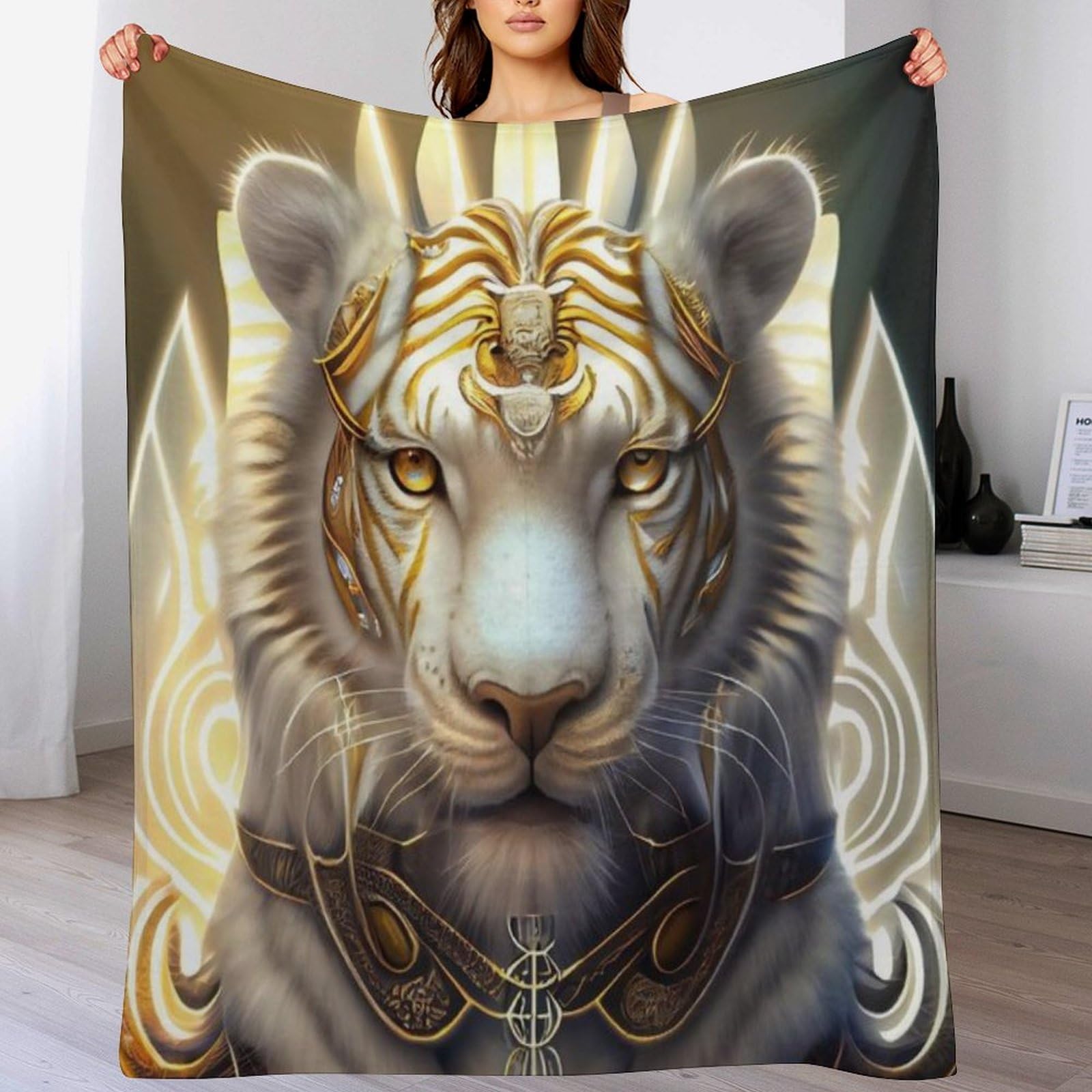 Manta de franela de tigre para sofá cama y siesta infantil de 100x130 cm