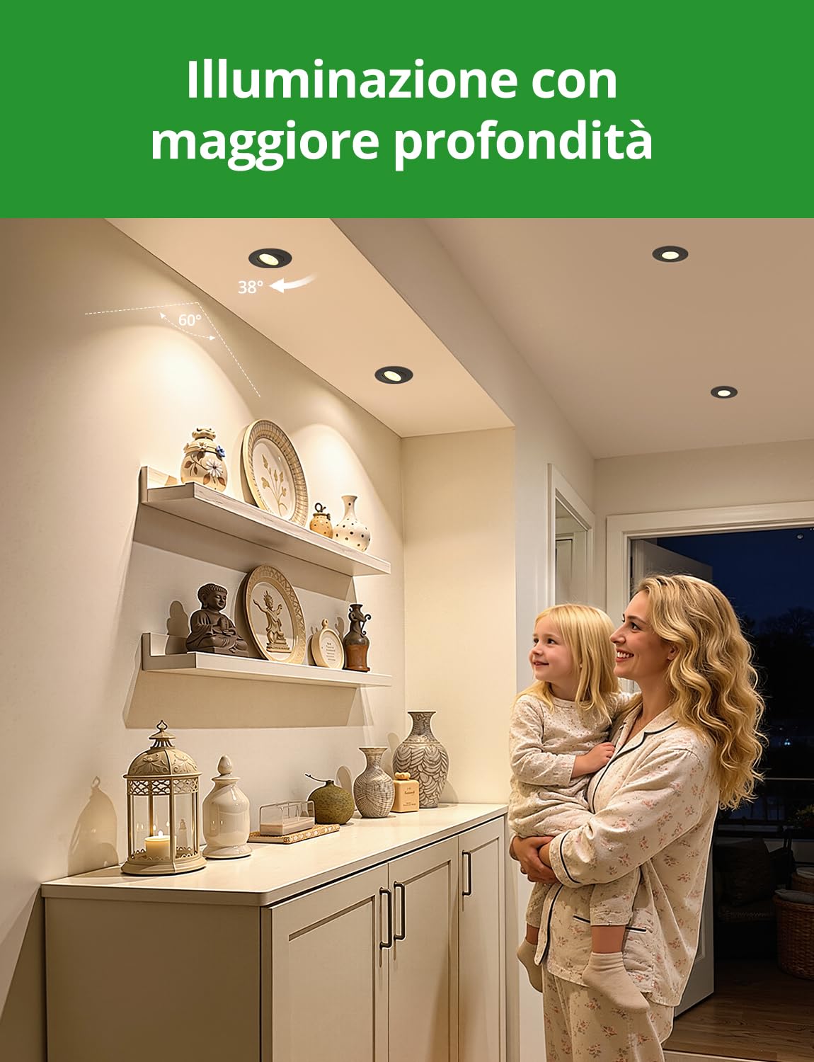 HOMEOW Faretti Led Soffitto da Incasso per Cartongesso Dimmerabile Luci 220V Nero Bagno 6W IP44, Faretto Foro Ø68mm - 80mm 600LM per Cucina, Luce Calda Naturale Fredda, Set di 10