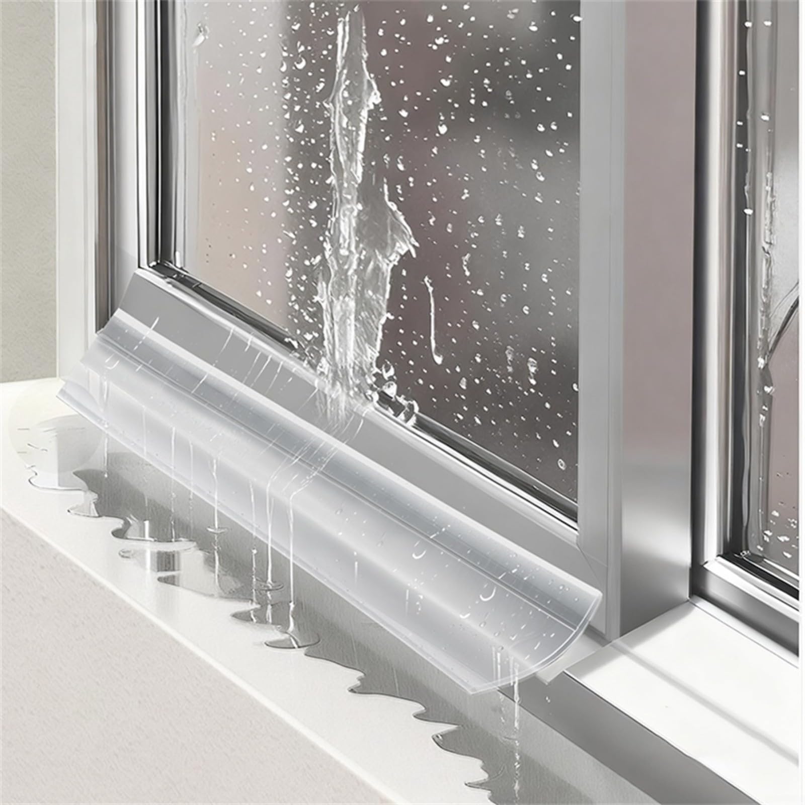 Barriera antipioggia autoadesiva, 300 cm, in gomma flessibile, per finestre e porte, paraspifferi largo 35 mm con profilo angolare per un rapido drenaggio dell'acqua, per auto