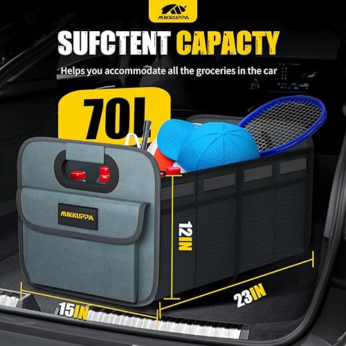 Miniatura 2 de MIKKUPPA Organizador de maletero de automóvil, organizador plegable de 70 litros para comestibles, organizadores de almacenamiento de automóvil para